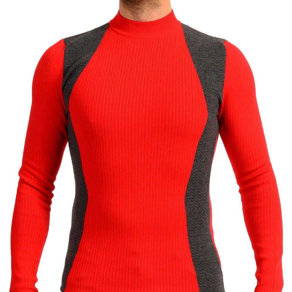 Scuderia Ferrari Men's "Livrea" Multi-Color Wool Turtleneck Pullover Sweater